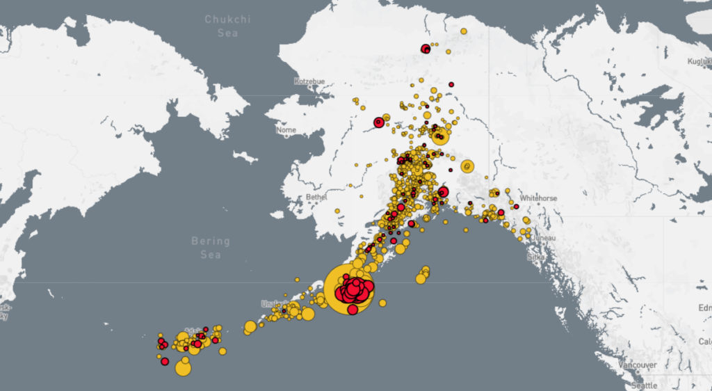 Alaska Earthquake Center Map Screen Grab