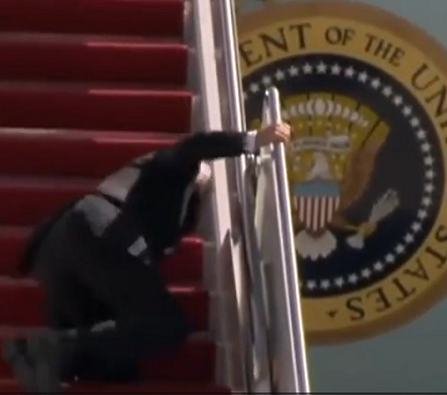 Biden falling up the stairs to Air Force One Youtube screenshot