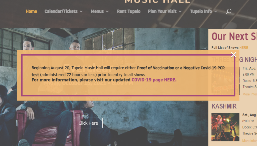Tupelo Music Hall Jab Demand Home page