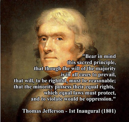 THomas Jefferson 1st Inaugural Minority possess equal rights