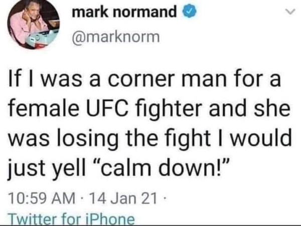 Corner man female MMA CALM DOWN