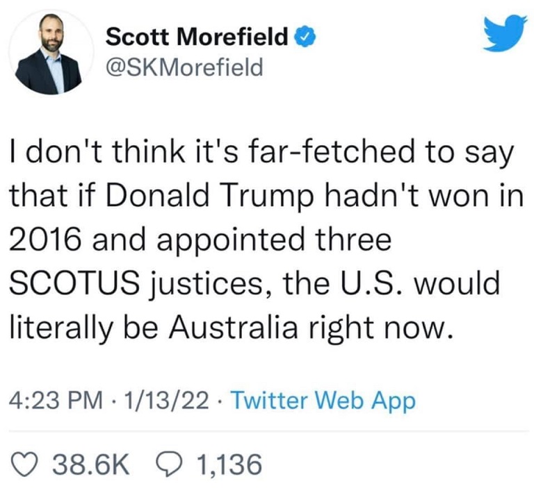 Scott Morefield Tweet - Trump and 3 SCOTUS judges Australia