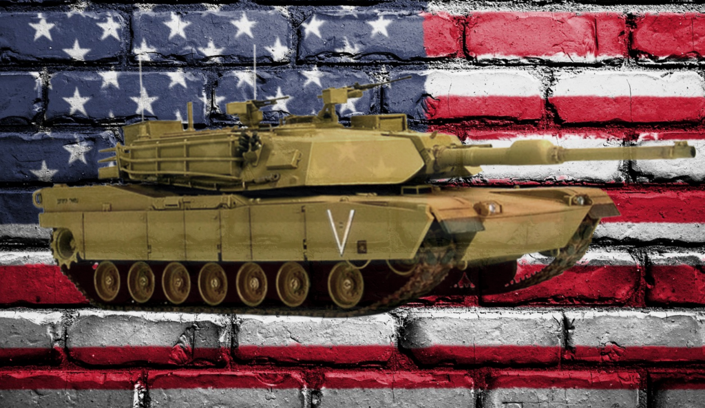Abrams Tank over US Flag