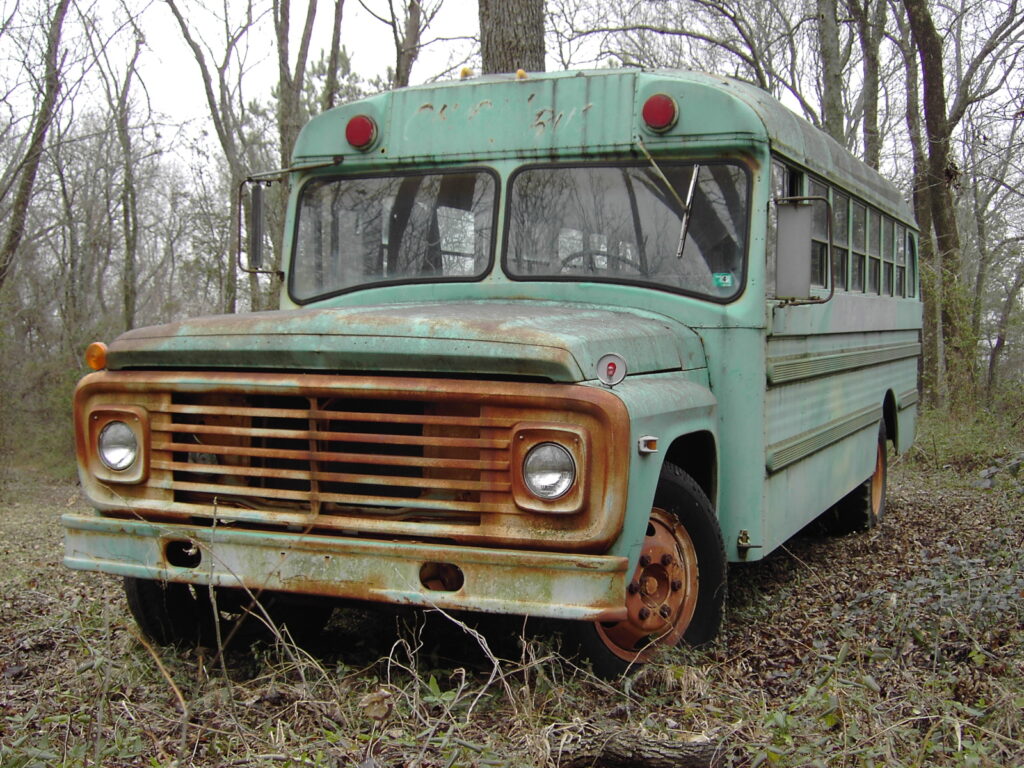 Old bus in a field