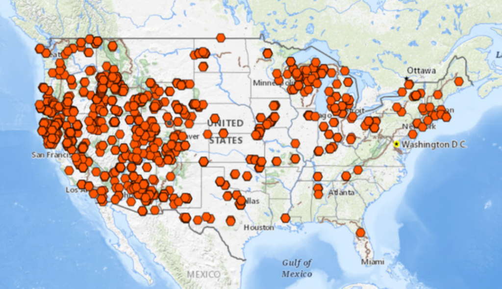 Map of sites to be renamed by Feds