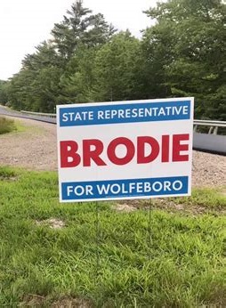 Brodie Deshaies campaign sign Winnipesaukee Republicans