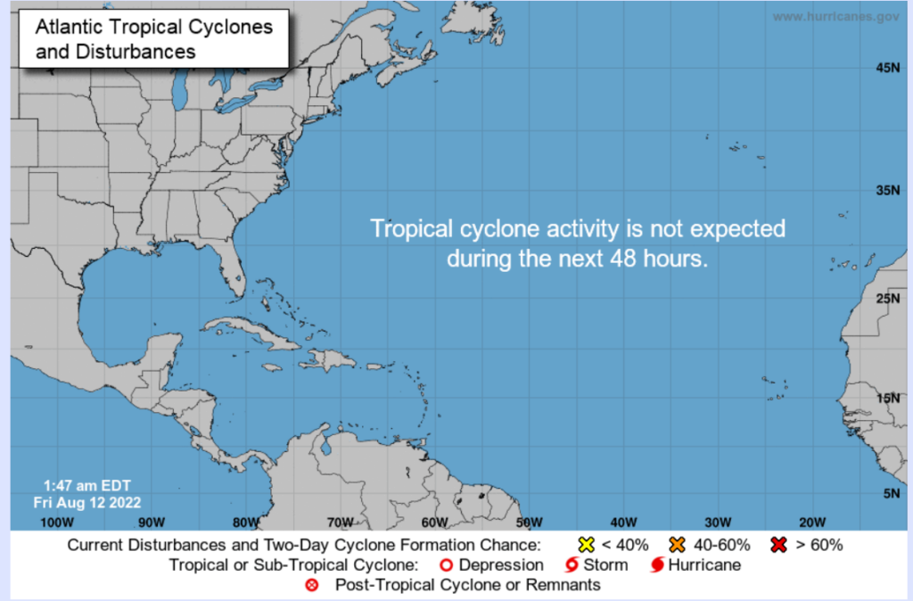 Current NOAA HUrrican outlook 8-12-2022