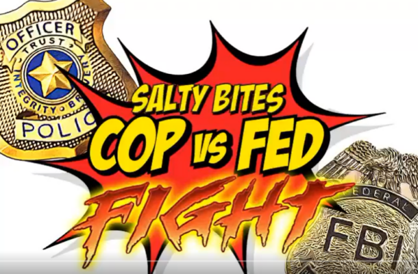 Salty Bites Cop vs Fed Twitter video Screen Grab