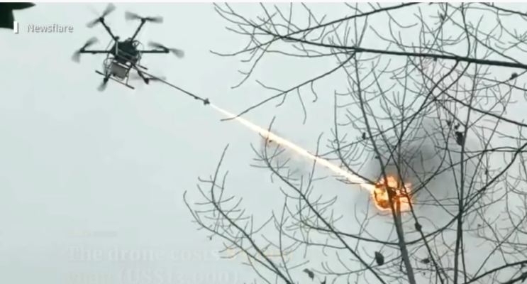 Flame thrower drone