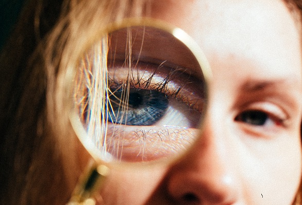 Magnifying glass eye scrutiny transparency spying
